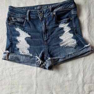 American Eagle AE Outfitters Hi-Rise Shortie Next Level Stretch Denim Shorts 8